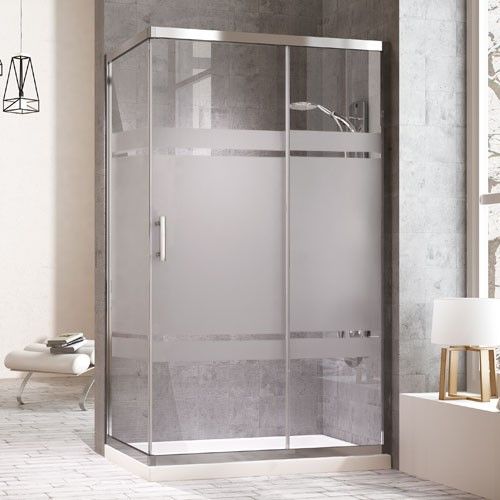 Mampara de ducha Rectangular con cristal lateral fijo