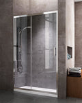 Mampara de ducha cristal 1 Frontal +1 puerta corredera y lateral fijo