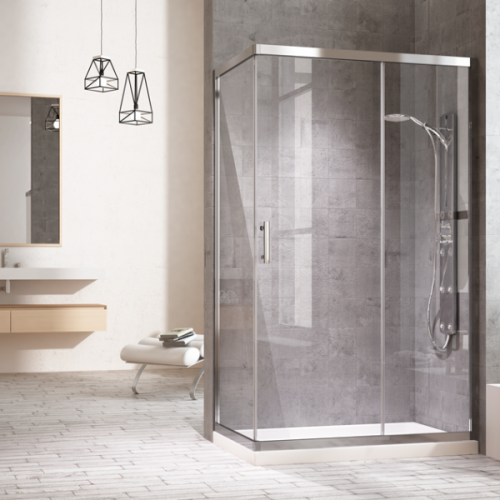 Mampara de ducha Rectangular con cristal lateral fijo