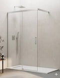 Mampara de ducha Walk-in 1+1 THALASSA (BASIC) disponible en Oro, Cromo, Negro, Blanco, Niquel, Cromo, Cobre, Titanio y Cromo transparente y serigrafía.