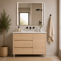 OFERTA Pack c/ espejo LED Megan y mueble c/lavabo color estepa VOLUM