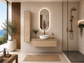 Mueble de baño con lavabo sobre encimera color estepa FORMENTERA