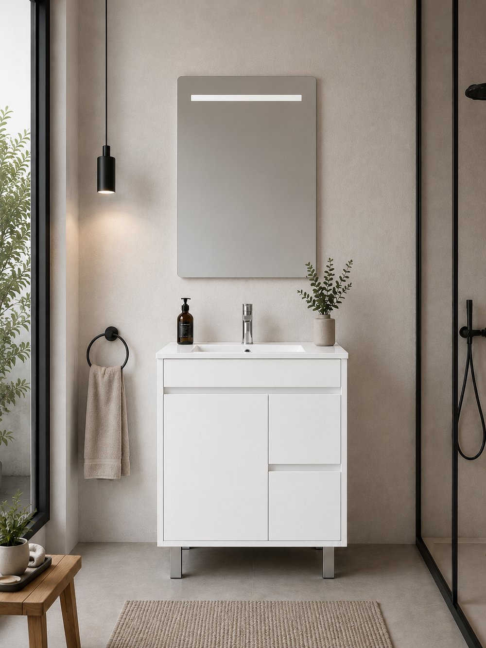 OFERTA mueble de baño c/lavabo color Blanco brillo 60X45 ISQUIA
