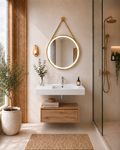 Conjunto de lavabo Cerámica NAKO 70x50 con módulo suspendido 61x46 color estepa