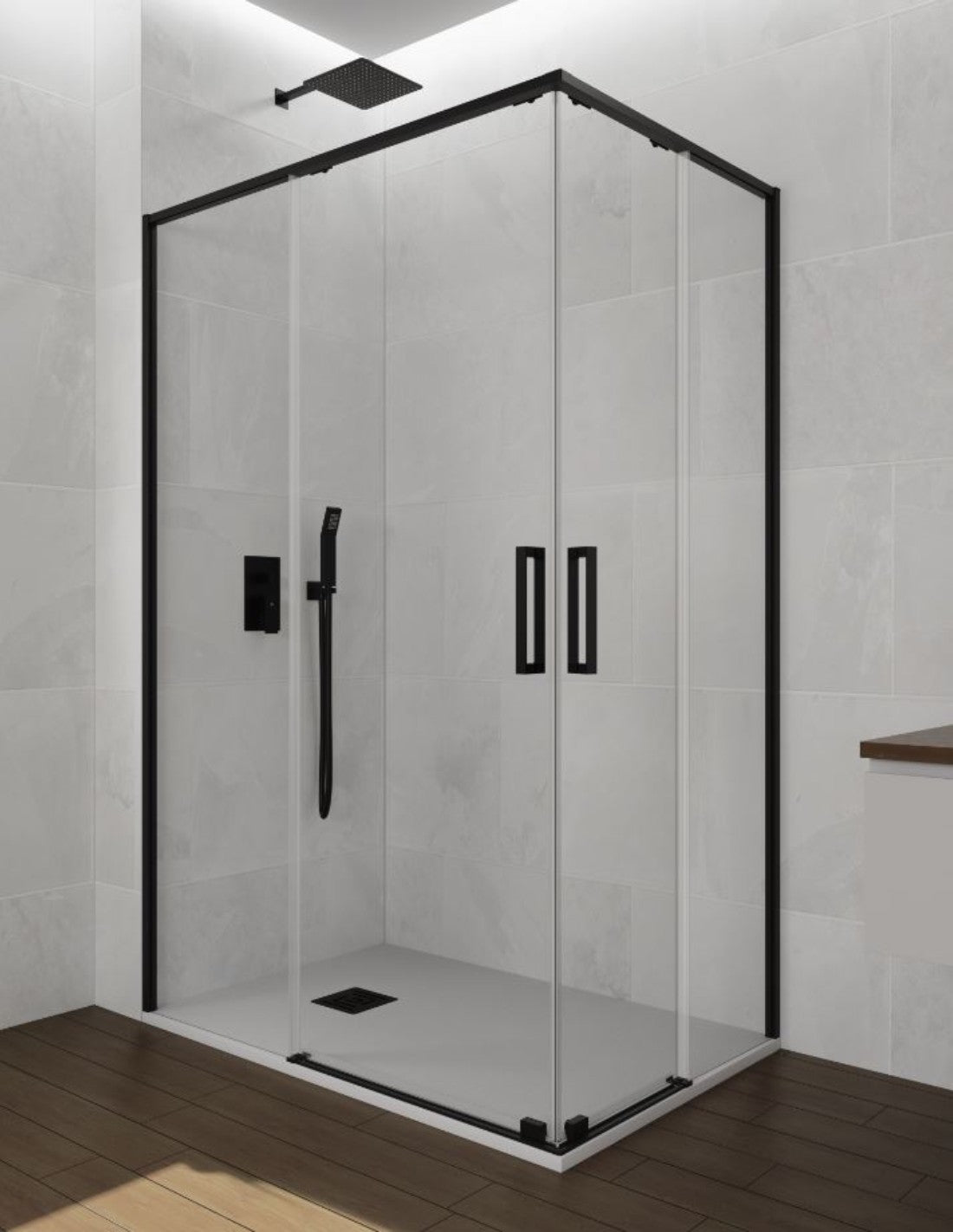 Mampara de ducha Angular 2+2 ABANTE (TWENTY) disponible en Cobre, Oro, Cromo y Negro