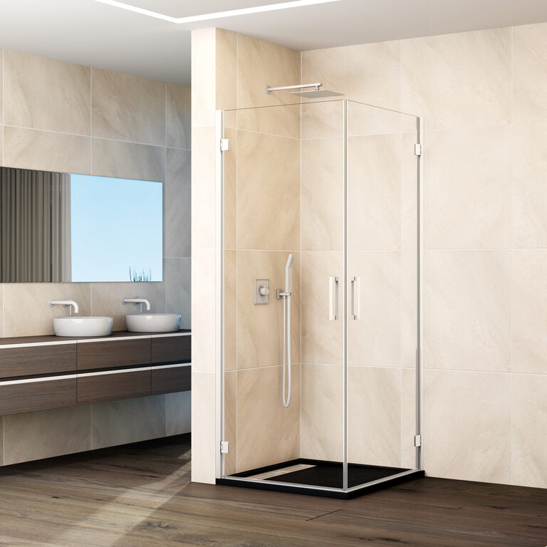 Mampara angular abatible 2 puertas GLASS