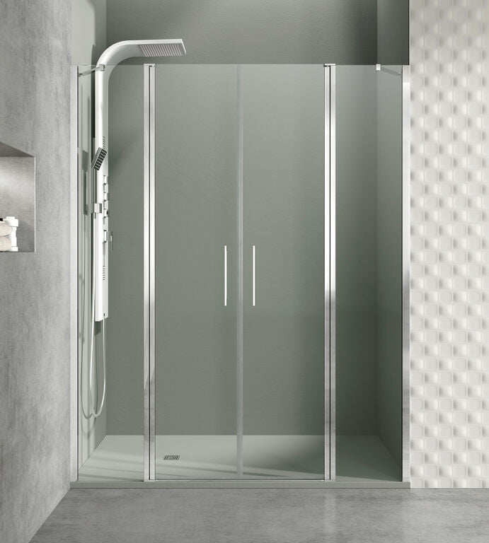 Mampara frontal fijo + 2 puertas abatibles + fijo OPEN