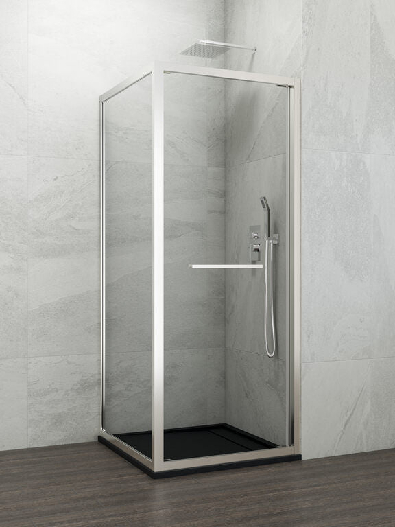 Mampara angular puerta abatible + lateral fijo SPAZIO