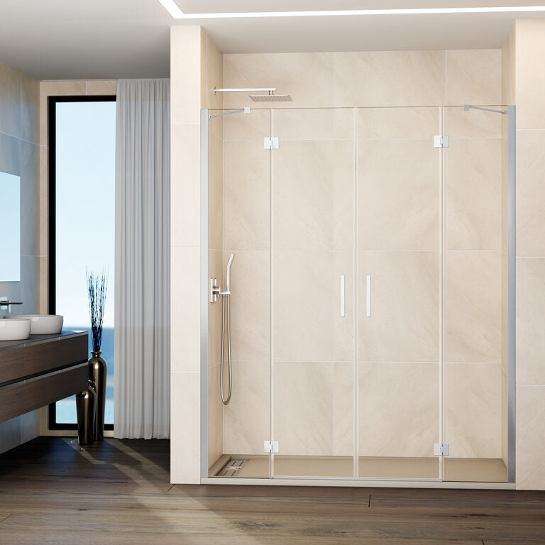 Mampara frontal abatible 2fijos+2puertas GLASS