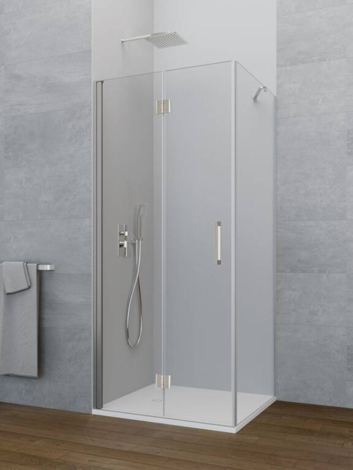 Mampara angular plegable + lateral fijo  GLASS