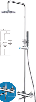 Columna de ducha y bañera monomando telescópica Iris