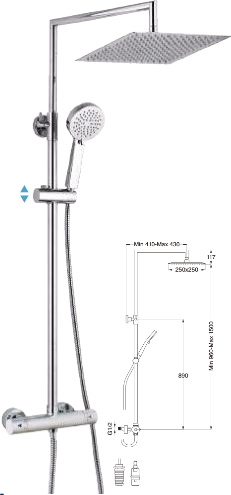 Columna de ducha termostática telescópica Moncayo