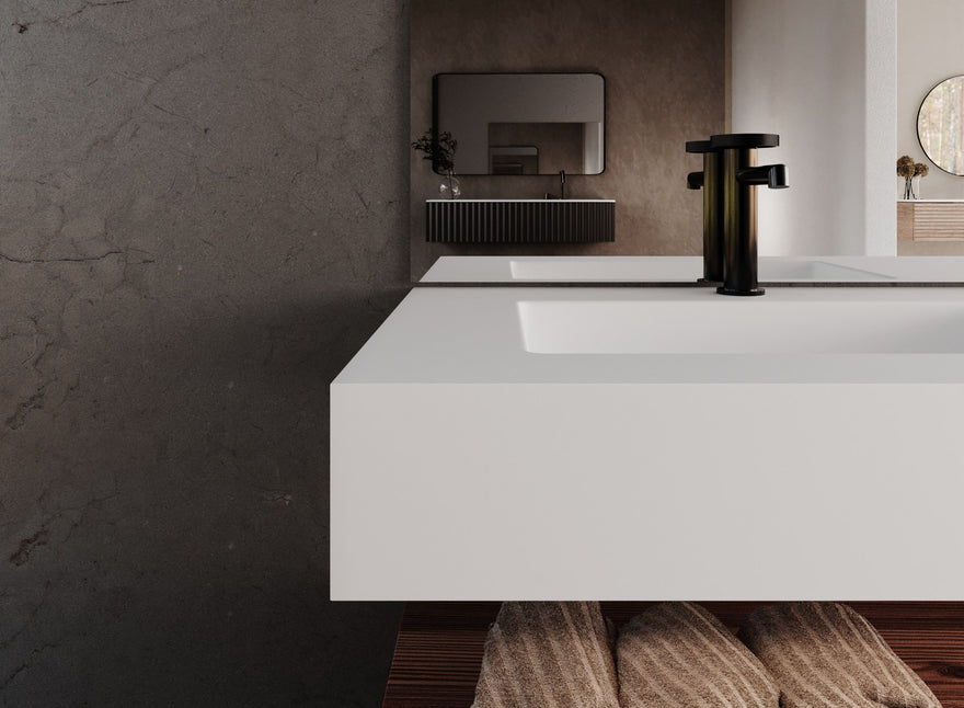 LEX encimera Solid Surface con 1 lavabo y faldón hasta 12 cm