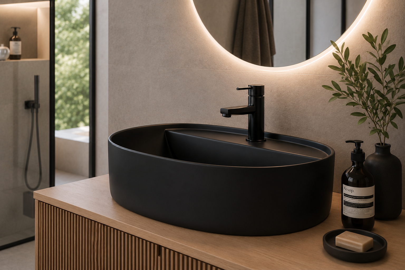 Lavabo porcelana sobre encimera FURNAS