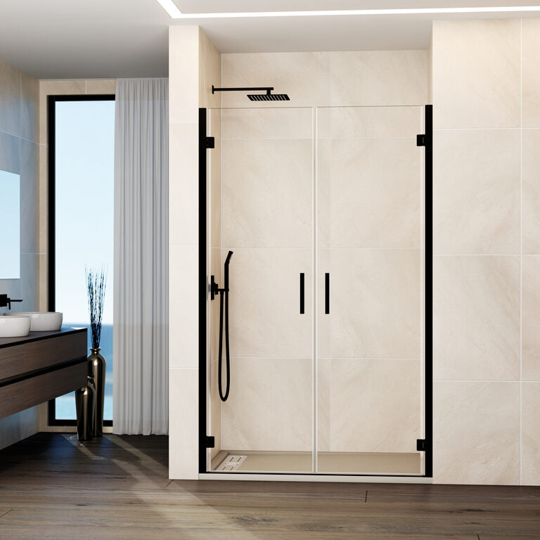Mampara frontal abatible 2 puertas GLASS - Negro