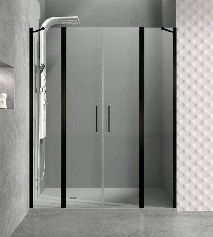 Mampra frontal fijo + 2 puertas abatibles + fijo OPEN - Negro