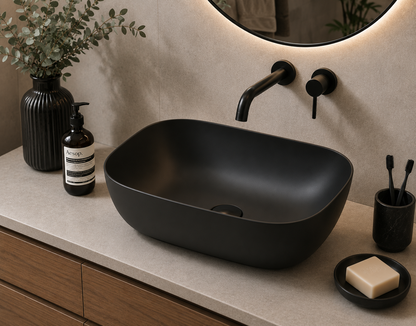Lavabo porcelana sobre encimera HORUS