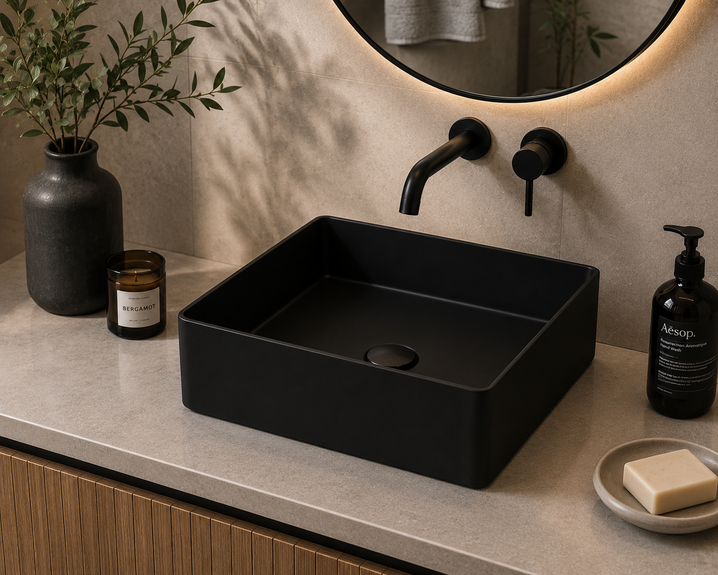 Lavabo porcelana sobre encimera SATET