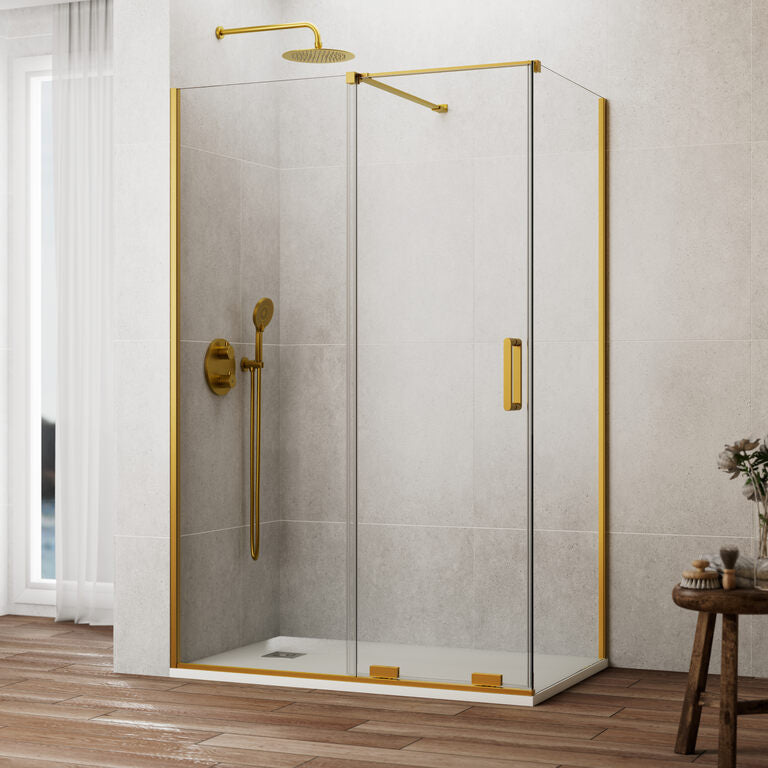 Mampara angular c/lateral fijo KENNA - Oro