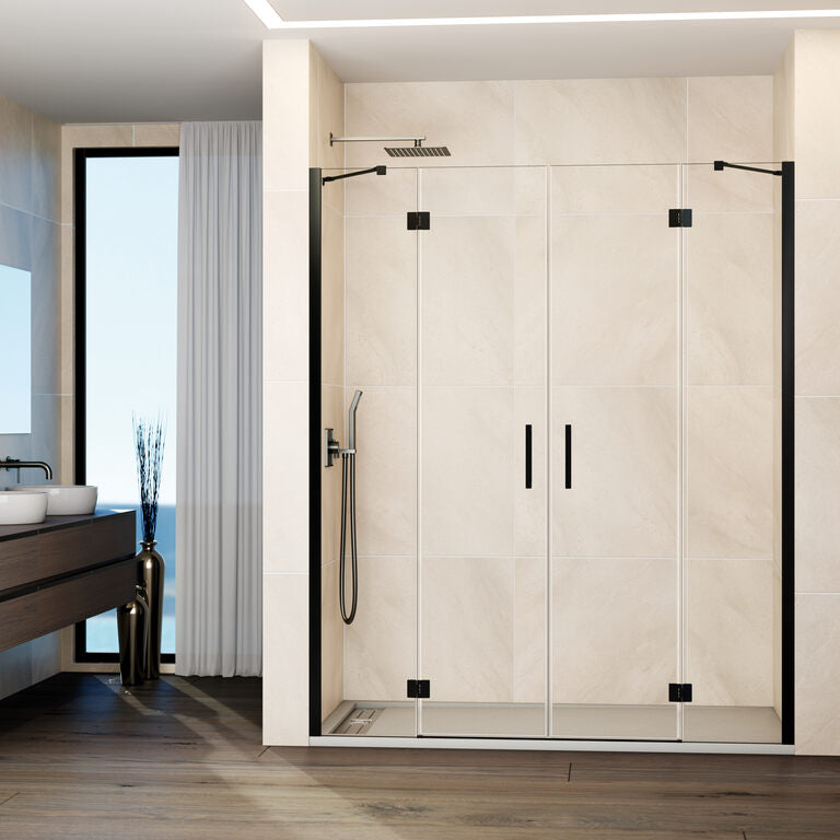 Mampara frontal abatible 2fijos+2puertas GLASS - Titanio