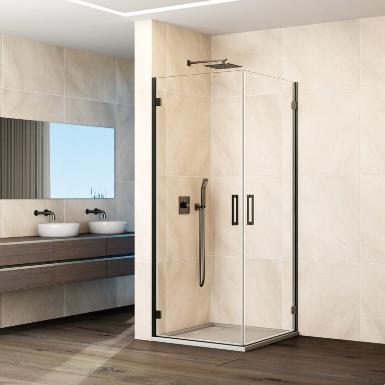 Mampara angular abatible 2 puertas GLASS